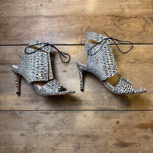 Loeffler Randall | Size 10 | Lace-Up Gladiator Sandals in White/Black